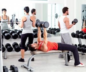 People working out in a gym