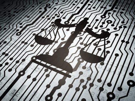 A digital concept of the scales of justice in black and white