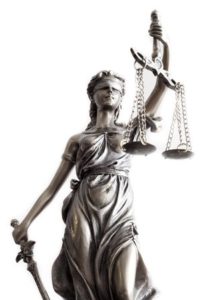 A sculpture or statue of Lady Justice