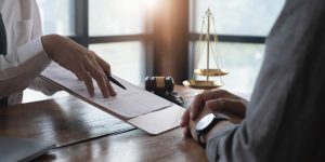 Solicitor and client discussing a mobility scooter accident claim 